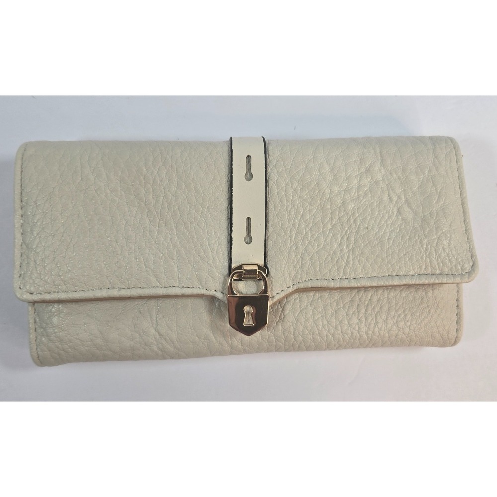 Jolene Couture Beige Long Wallet Clutch Faux Leather Snap Closure Card Holder